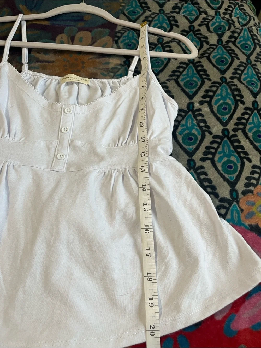 Frankee & Skylarr White Lace-Trim Button-Front Camisole Tank Size Juniors Small - Picture 9 of 10